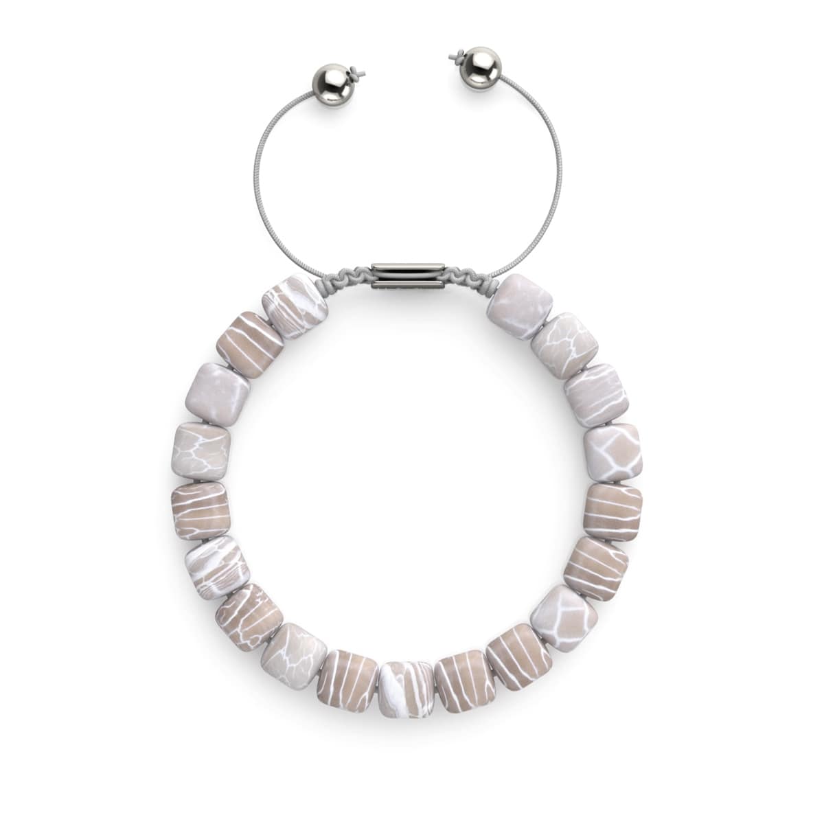 Agate grise | Argent | Bracelet macramé caillou pierre gemme